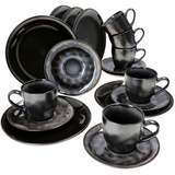 MamboCat 18tlg. Kaffeeservice Reactive Glaze Grey Black - 24328312