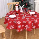 CAROMIO Tischdecke Weihnachten Tischdecke Rund Rot Tischdecke Abwaschbar Weihnachts Tischdecke Wasserabweisende für Weihnachtsfeier, Heimdekoration, 153cm Rund