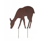 Kapaga - Gartenfigur aus Rost auf Einschlagbeinen - Metall Tierfigur - Edelrost Dekofigur - Tier Figur - Dekoration Gartendeko - Gartendekoration (REH - Höhe 77 cm)