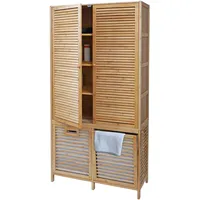 Mendler Bambus HWC-N83 Badezimmerschrank 168 x 82 x 34 cm Braun Bambus