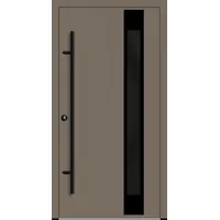 Flügelüberdeckende Aluminium Haustür "PALOMA" 82 mm RC2 BLACKLINE Beigegrau RAL 7006 beidseitig innen öffnend DIN links