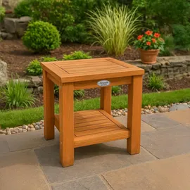 deluke Beistelltisch EMMY quadratisch 45x45x50cm, Holz, Teak Kleiner Tisch Couchtisch für Wohnzimmer