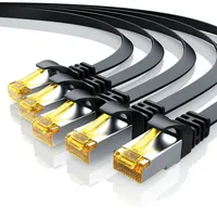 Primewire 5x LAN-Kabel CAT.7, RJ-45 (Ethernet), CAT 7 Flachband U/FTP Gigabit Netzwerkkabel 10 Gbit/s Patchkabel - 0,25m