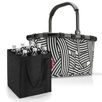 reisenthel Set Carrybag plus farblich passender bottlebag Einkaufskorb Einkaufstasche (zebra)