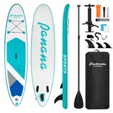 Panana Aufblasbares Stand Up Paddle Board 325x76x15cm mit Premium SUP Board Zubehör, Surfbrett Surfing Board Kit, Verstellbares Paddel, Hand Ultra-Leicht, Rutschfestes Deck Grün