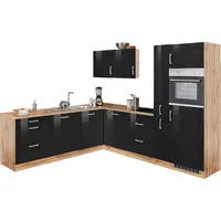 kochstation Winkelküche L-Form 240 x 270 cm schwarz