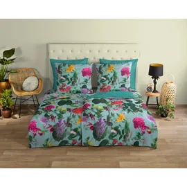 Muller Textil Imma Blumen Aqua 135 x 200 cm + 2 x 80 x 80 cm