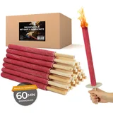 Bolson Wachsfackeln 60 Min (50 Stück) Gartenfackel aus Wachs mit Handschutz & Griff für Kinder & Erwachsene - in Deutschland hergestellte Fackel für Draußen - ideal f. Fackelwanderung,
