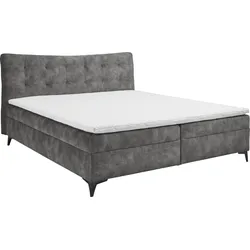 Boxbett ED EXCITING DESIGN "Melrose", grau (anthrazit), B:162cm L:210cm, 100% Polyester, Komplettbetten, Boxspringbett, inkl. Topper