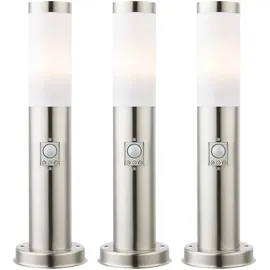 ETC Shop Außenleuchte Edelstahl 12,7x45 cm 3er Set silber