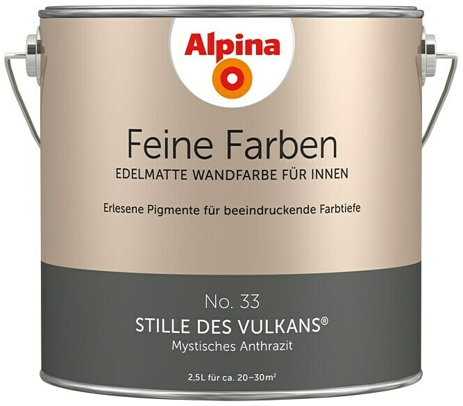 Alpina Wandfarbe Feine Farben  (2,5 l, Stille des Vulkans, No. 33 - Mystisches Anthrazit, Matt, Konservierungsmittelfrei)