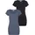 FLASHLIGHTS T-Shirt FLASHLIGHTS, Damen, Gr. 32/34 (XS), blau (rauchblau, schwarz), Feinripp, Obermaterial: 100% Baumwolle, unifarben, Basic, sehr figurbetont Po-bedeckend, Rundhals, Shirts T-Shirt, figurbetonter Schnitt, unifarben, Rundhalsausschnitt