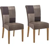 Home Affaire Esszimmerstuhl Queen (Set), 2 St., Lederoptik, Massivholz, (patchwork, eiche natur), Küchenstühle (88627446-0)