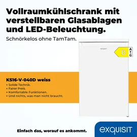 GGV Exquisit KS16-V-040D Kühlschrank (126 l, 850 mm hoch, Weiß)