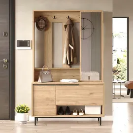 [en.casa] Vesanto Kompaktgarderobe 178x112x36 cm Eiche/braun