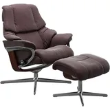 Stressless Stressless® »Reno«, (Set, Relaxsessel mit Hocker), mit Hocker, mit Cross Base, Größe S, M & L, Holzakzent Braun