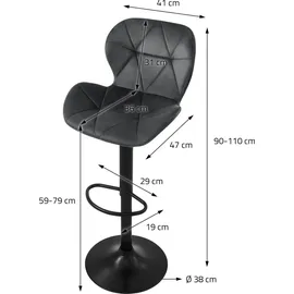 ML-Design Barhocker 2er Set 59-79 cm Grau