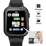 Smartwatch für Kinder mit GPS und Telefon, Smartwatch für Kinder mit WLAN, Videoanruf, 2 Kameras, SOS, Schulmodus,fur Jungen und Mädchen - Schwarz