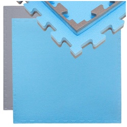 eyepower Weichbodenmatte Bodenschutz-Matte 90×90 cm Trainings-+Puzzlematte, Fitnessmatte + Rand Grau Blau blau|grau