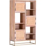 GUTMANN FACTORY Highboard »Belkin«, Vitrine mit extravaganter Rattanfront und goldfarbenem Fußgestell