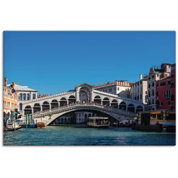 Artland Leinwandbild »Blick auf die Rialto Brücke in Venedig«, Venedig, (1 St.), auf Keilrahmen gespannt Artland Farbe Bild(er): blau