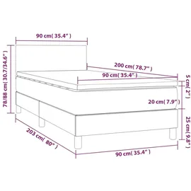 vidaXL Boxspringbett mit Matratze & LED Schwarz 90x200 cm Kunstleder