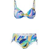 Bikini mit Bügel-Top und abstraktem Muster - beige|mehrfarbig - 38E