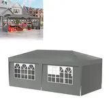 LZQ Pavillon 3x6 Faltpavillon mit 6 Seitenwänden, Wasserdichtes Faltzelt, Outdoor-Pavillon mit UV-Schutz, Höhenverstellbar, inkl. Stauraumtasche & Bodenzubehör, Silbergrau