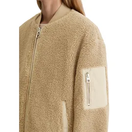 Marc O'Polo Kurzmantel "aus weichem Curly-Plüsch", Damen, Gr. 32, soft mocca, Obermaterial: 100% Polyester. Füllung: 100% Polyester. Futter: 100% Polyester, unifarben, loose fit, Mäntel Kurzmantel