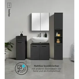 mokebo Der Matrose Bad-Beistellschrank 33 x 91 x 34 cm Schwarz