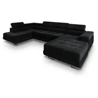 Masseno Wohnlandschaft, Schwarz, Metall, 5-Sitzer, U-Form, 345x90x202 cm, Wohnzimmer, Sofas & Couches, Wohnlandschaften, Wohnlandschaften in U-Form