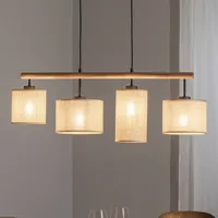 TK Lighting Hängeleuchte Deva Nature, vierflammig, Textil