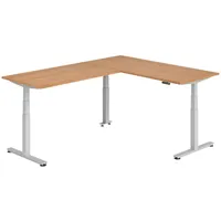 Bümö Eckschreibtisch Nussbaum, Silber, Nachbildung,Nussbaum, Rechteckig, 180x74x240 cm, FSC