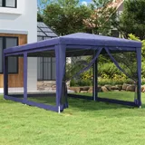 HOMIUSE Partyzelt Blau 3x6 m HDPE Pavillon Faltpavillon Grillpavillon Verkaufsstand Gartenpavillon Gartenlaube Party Zelt Groß Bierzelt Faltzelt Grill Pavillions Klappbar mit 6 Mesh-Seitenwänden