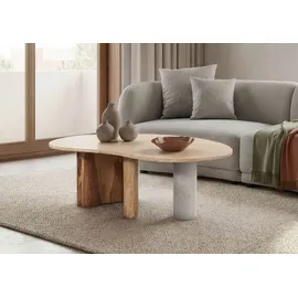 MASSIVMOEBEL24.DE Couchtisch Natur Weiß Sheesham 100 x 31 x 65 cm