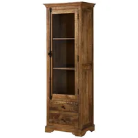 Massivmoebel24 Vitrine Mango 65x45x190 dunkelbraun geölt RODEZ #151