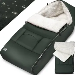 Babyfußsack Grau-Grün gefüttert Kinderwagen geeignet