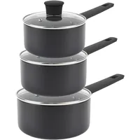 Russell Hobbs COMBO-8693 Topf-Set, antihaftbeschichtet, Induktion, mit Glasdeckel, hohe Leistung, leicht zu reinigen, wenig/kein Öl, Soft-Touch-Griff, 5 Jahre Garantie, 16/18/20 cm, Shield