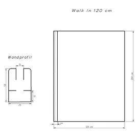 FA-Bausysteme Walk-In Glas Dusche Grauglas 120 cm