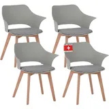 Albatros Esszimmerstühle 4er Set AALBORG, Grün - Beine aus Buche Massiv-Holz, Skandinavisches Retro-Design, bequemer Schalenstuhl - Eleganter Küchenstuhl, Stuhl Esszimmer für Esstisch