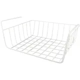 Unterregalkörbe, Metall Schrankkorb Regaleinhängekorb für Küche Büro Schrank, Aufbewahrungskorb (L Weiß)