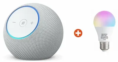 Bundle: Amazon Echo Dot Max (2025) WLAN- und Bluetooth-Lautsprecher mit Alexa weiß +  Shelly Multicolor Bulb E27 Gen3
