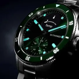 Withings ScanWatch Nova 42 mm grün, FKM-Armband mit Edelstahlschnalle silber