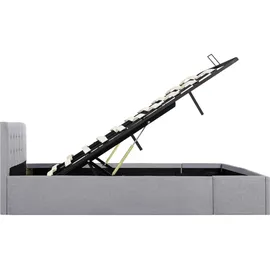 vidaXL Stauraumbett Hydraulisch Hellgrau Stoff 180×200 cm