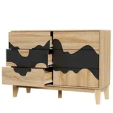 uev Sideboard mit 6 Schubladen, Modern Kommode mit Wellenmuster Beistellschrank (Packung, Schubladen mit Drucktüröffner/Push to open System), Küchenschrank Buffet TV Board Mehrzweckschrank für Wohnzimmer Flur