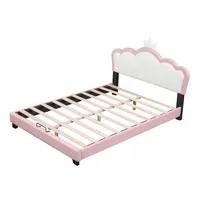 XDOVET Kinderbett Polsterbett(90*200cm,Pink) mit Lattenrosten und Rückenlehne, Mädchenbett mit