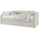 REDOM Schlafsofa 90 x 200(190) cm Bett Einzelbett ausziehhare Liegeffäche Gästebett, Gepolstertes Single Daybed mit Rollbett, Ohne Matratze, Ohne Matratze beige