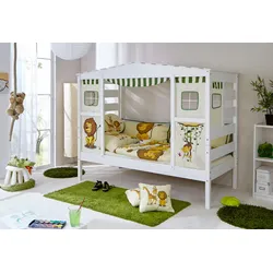 Kinderbett TICAA "Lio", weiß, B:96,6cm, Betten, Hausbett, aus Kiefer Massivholz, inkl. Rollrost