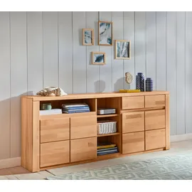 Home Affaire Sideboard HOME AFFAIRE "Burani", beige (kernbuche teilmassiv), B:200cm H:80cm T:35cm, FSC-zertifiziertes teilmassives Holz, Sideboards, Sideboard, grifflose Optik