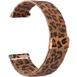 Oumida 20mm 22mm Uhrenarmbänder für Damen Herren, Edelstahl Mesh Armband Metall Ersatzarmband, Verstellbarer Schnellverschluss Armbänder mit Magnetschnalle, 20mm Leopard